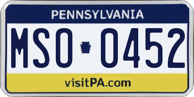 PA license plate MSO0452