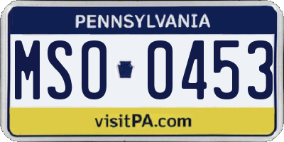 PA license plate MSO0453