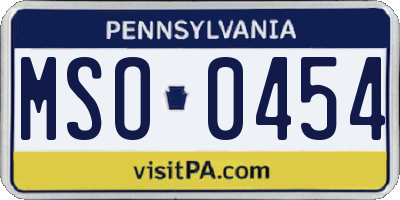 PA license plate MSO0454