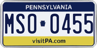 PA license plate MSO0455