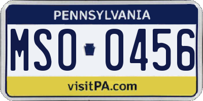 PA license plate MSO0456