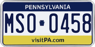 PA license plate MSO0458