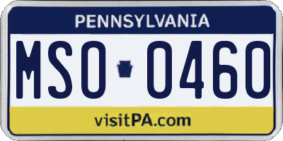 PA license plate MSO0460