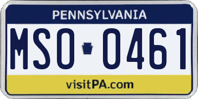 PA license plate MSO0461