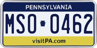 PA license plate MSO0462