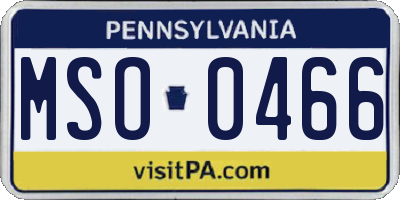 PA license plate MSO0466
