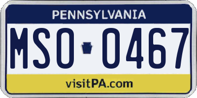 PA license plate MSO0467
