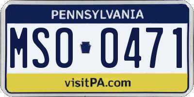 PA license plate MSO0471