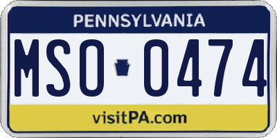 PA license plate MSO0474