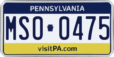 PA license plate MSO0475