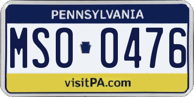PA license plate MSO0476