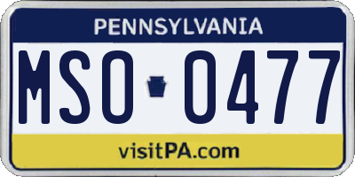 PA license plate MSO0477