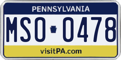 PA license plate MSO0478
