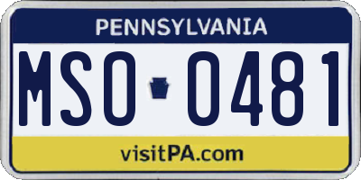 PA license plate MSO0481