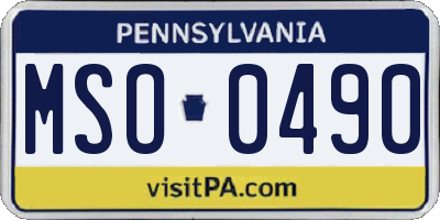 PA license plate MSO0490