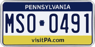 PA license plate MSO0491