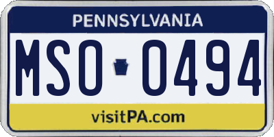 PA license plate MSO0494
