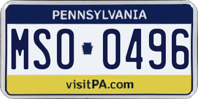 PA license plate MSO0496