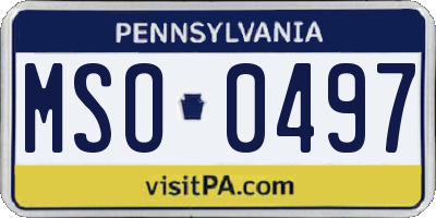 PA license plate MSO0497