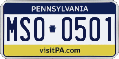 PA license plate MSO0501