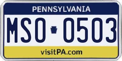 PA license plate MSO0503
