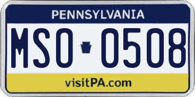 PA license plate MSO0508