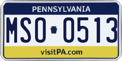 PA license plate MSO0513