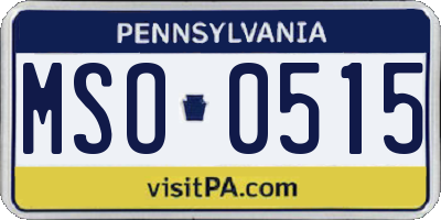 PA license plate MSO0515