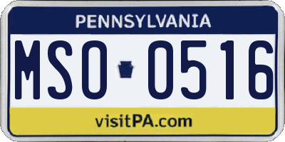 PA license plate MSO0516