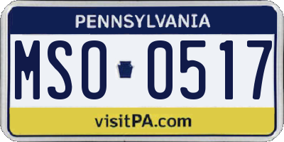 PA license plate MSO0517