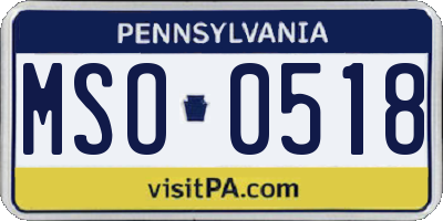 PA license plate MSO0518