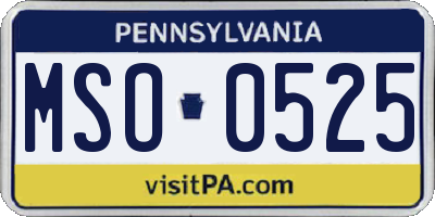 PA license plate MSO0525