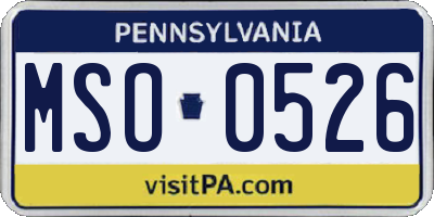 PA license plate MSO0526