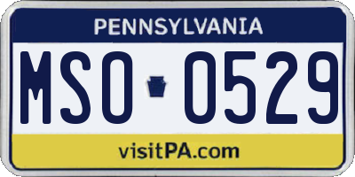 PA license plate MSO0529