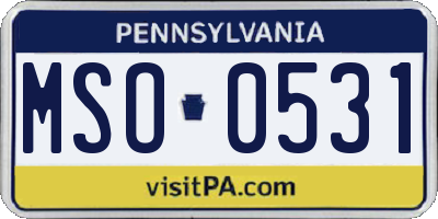 PA license plate MSO0531