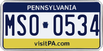 PA license plate MSO0534