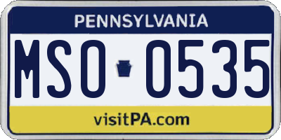 PA license plate MSO0535