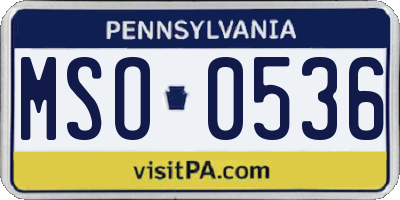 PA license plate MSO0536