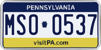 PA license plate MSO0537