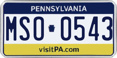 PA license plate MSO0543