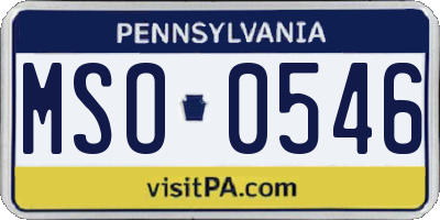 PA license plate MSO0546