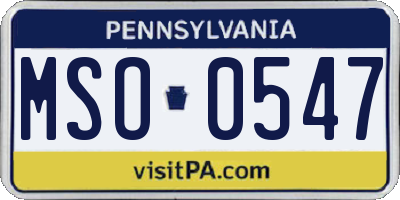 PA license plate MSO0547