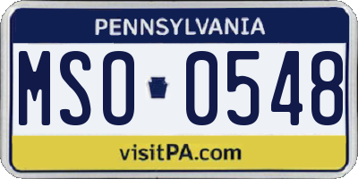 PA license plate MSO0548