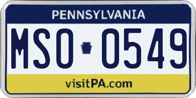PA license plate MSO0549