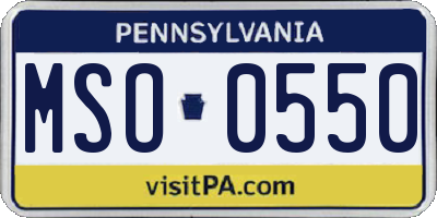 PA license plate MSO0550