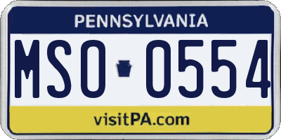 PA license plate MSO0554