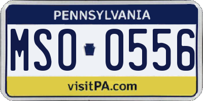 PA license plate MSO0556