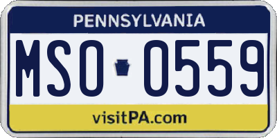 PA license plate MSO0559