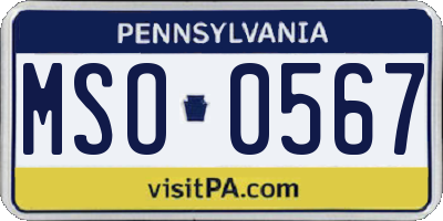 PA license plate MSO0567