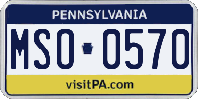 PA license plate MSO0570